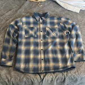 North Face Reversible Blue and Cream Plaid Flannel/Jacket
